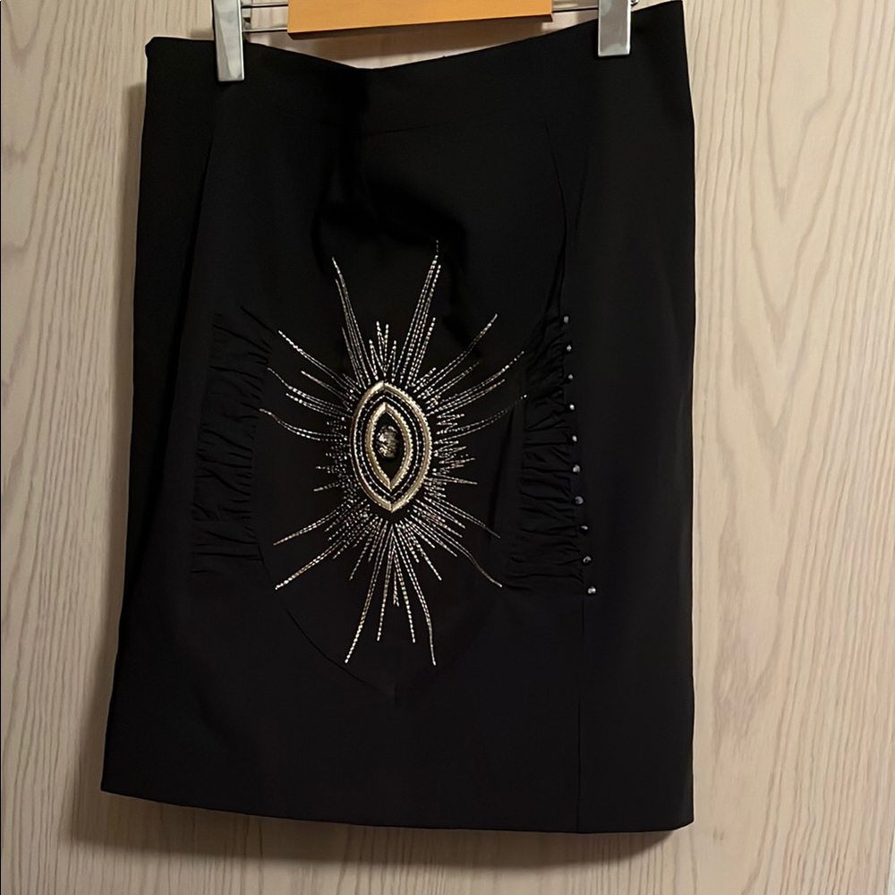 Black Embellished Midi Skirt